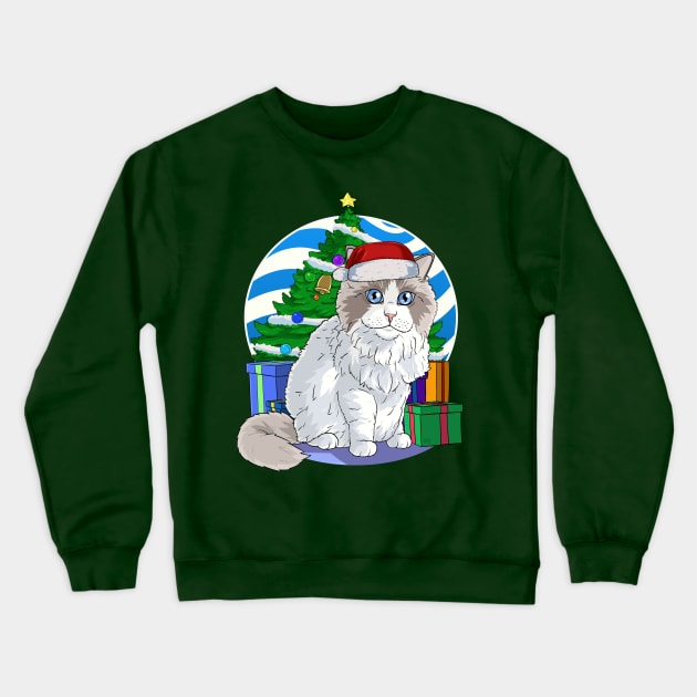 Ragdoll Cat Santa Christmas Gift Crewneck Sweatshirt by Noseking